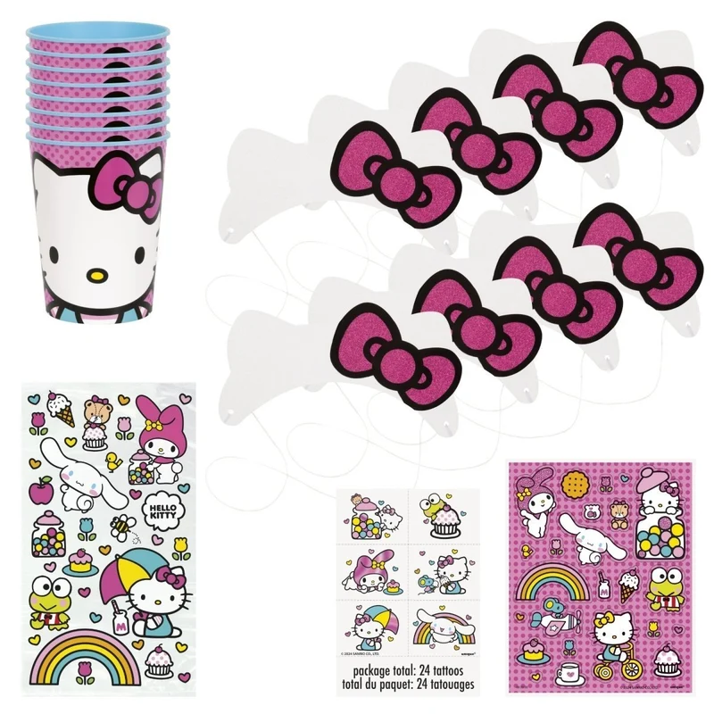 Hello Kitty Favour Party Supplies Kit, 8 Guests