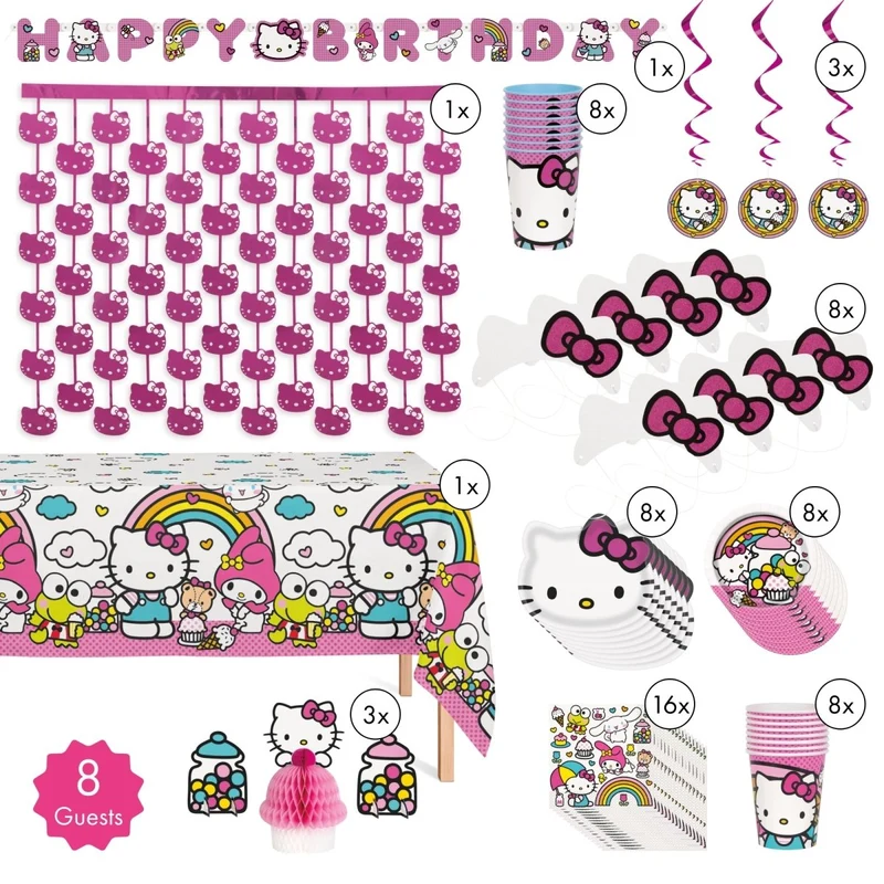 Hello Kitty Standard Birthday Party Supplies Kit, 8 Guests