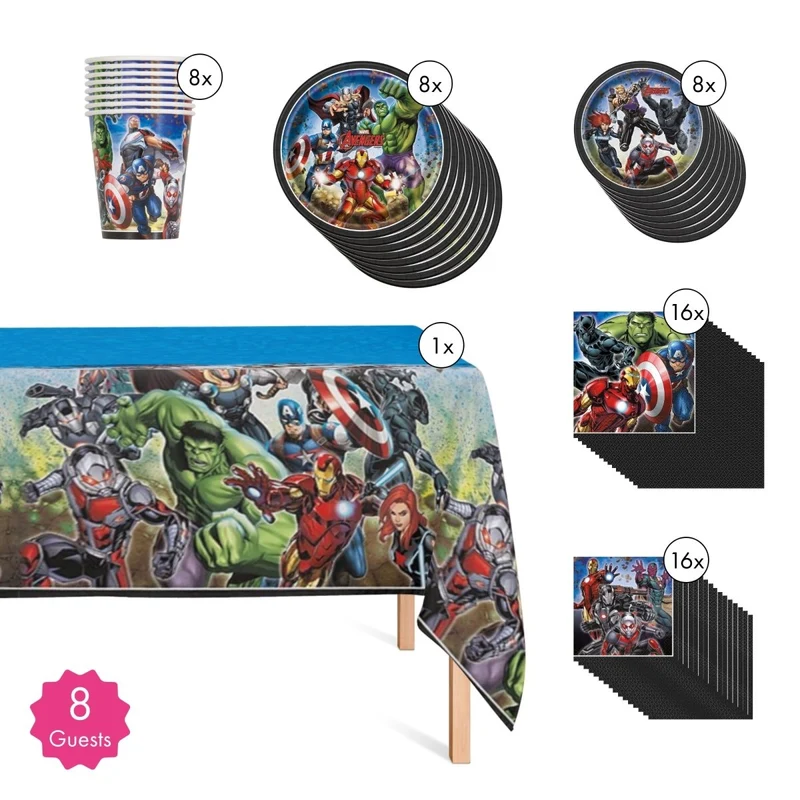 Marvel Avengers Basic Tableware Party Kit, 8 Guests