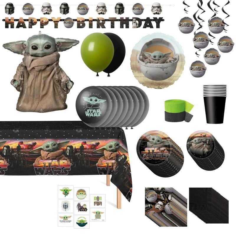 Star Wars The Mandalorian Grogu Standard Birthday Party Supplies Kit, 8 Guests