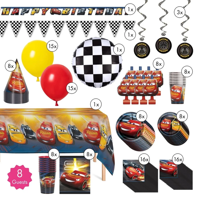 Cars Ultimate Birthday Party Supplies Kit, 8 Guests