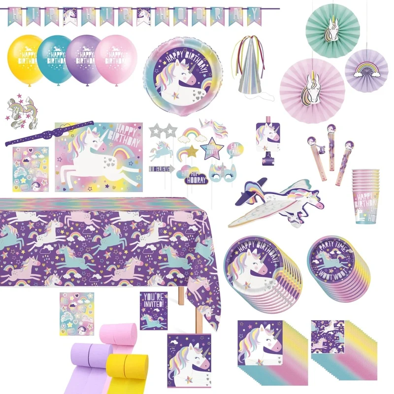 Unicorn Galaxy Ultimate Birthday Party Supplies Kit, 8 Guests