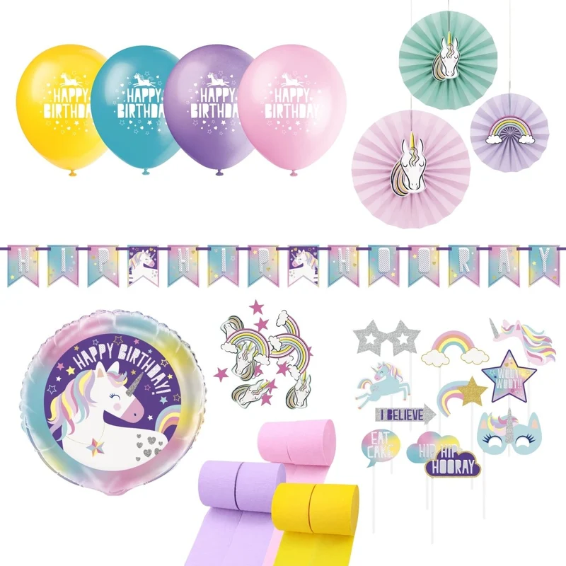 Unicorn Galaxy Basic Decoration Birthday Party Supplies Kit