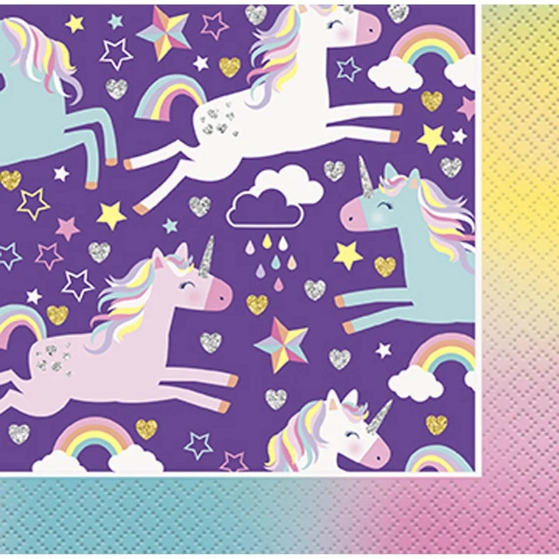 Unicorn Galaxy Basic Tableware Birthday Party Supplies Kit, 8 Guests