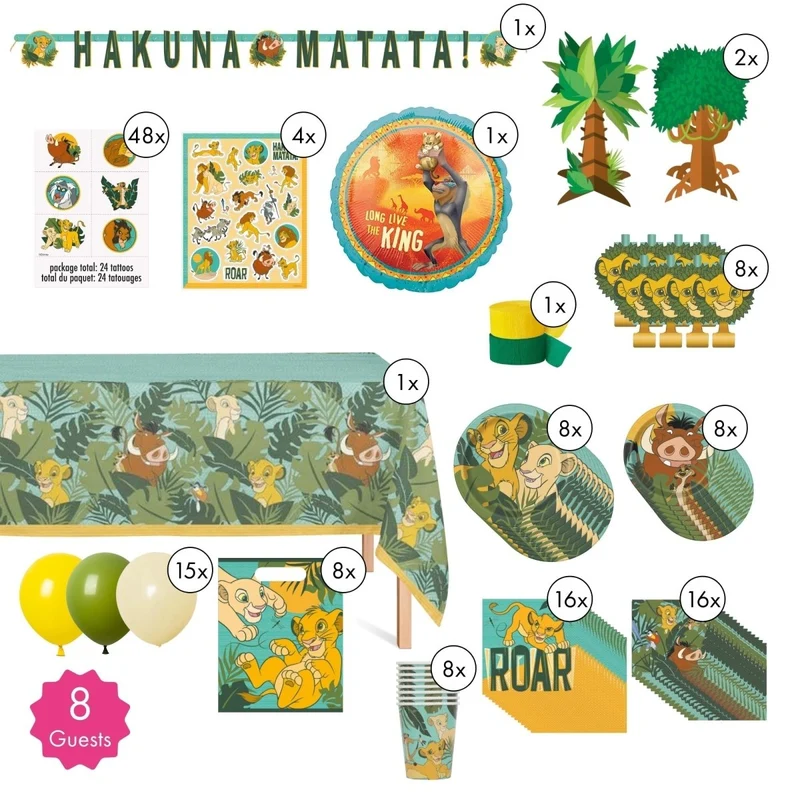 Disney Lion King Ultimate Birthday Party Supplies Kit, 8 Guests