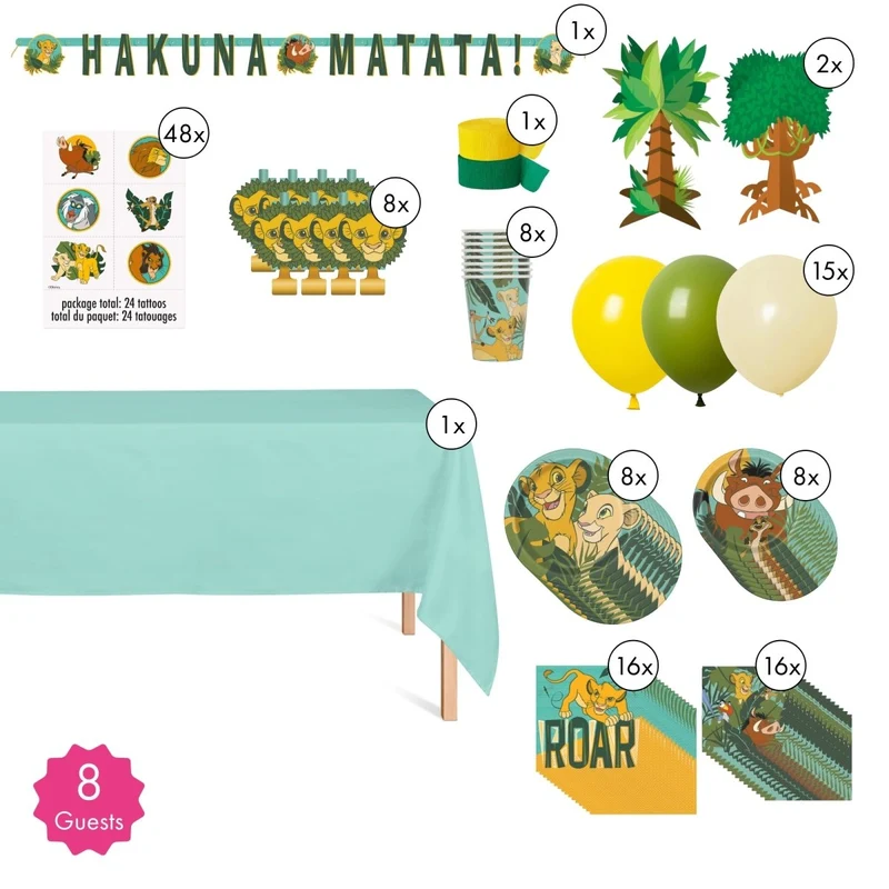 Disney Lion King Standard Birthday Party Supplies Kit, 8 Guests
