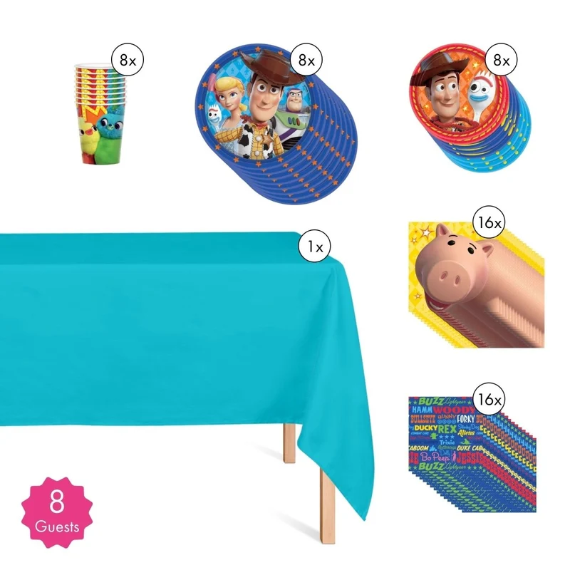 Toy Story Basic Tableware Birthday Party Supplies Kit, 8 Guests