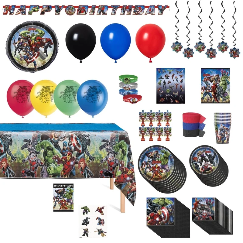 Marvel Avengers Ultimate Birthday Party Supplies Kit, 8 Guests