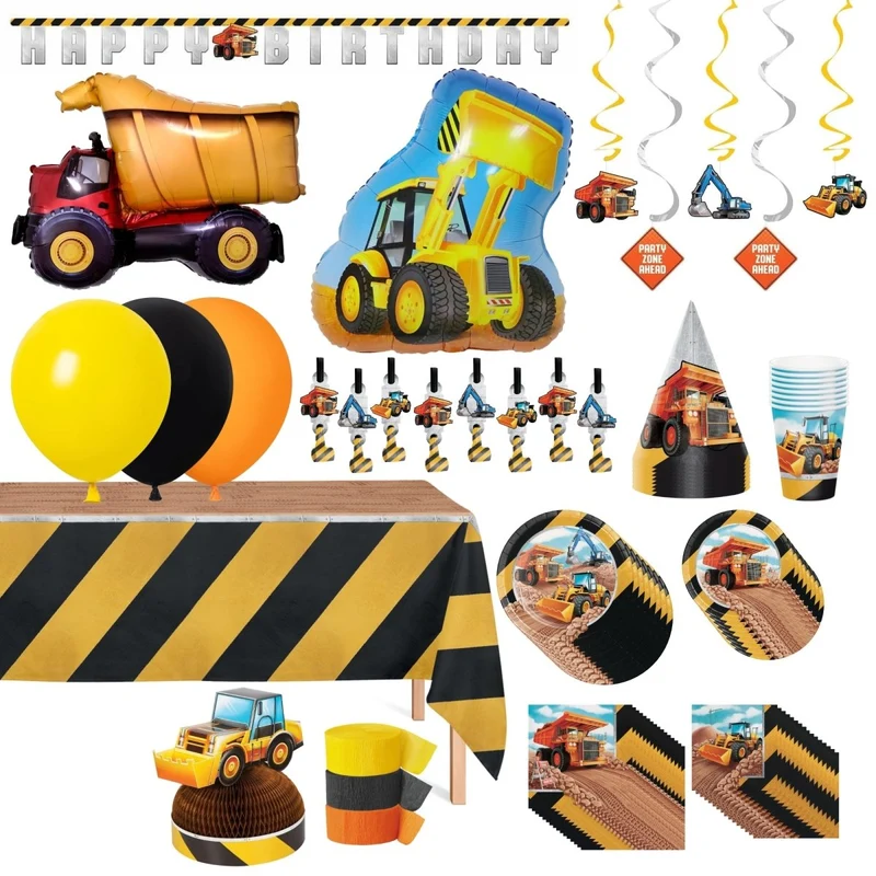 Big Dig Construction Ultimate Birthday Party Supplies Kit, 8 Guests