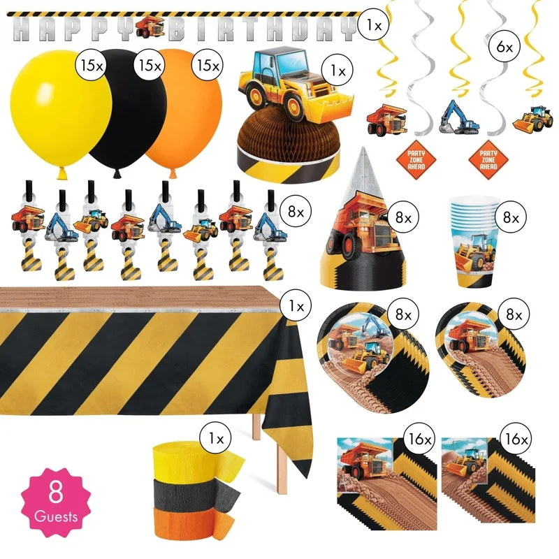 Big Dig Construction Standard Birthday Party Supplies Kit