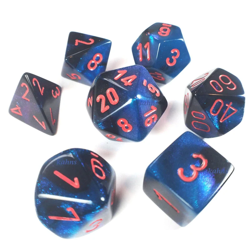Gemini 7: Poly Black Starlight/Red (7) Dice Set