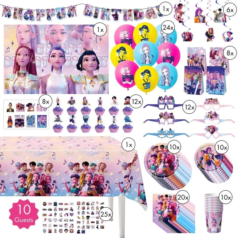 Kpop Ultimate Birthday Party Supplies Kit, 10 Guests