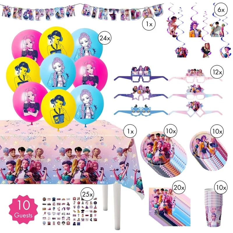 Kpop Standard Birthday Party Supplies Kit, 10 Guests