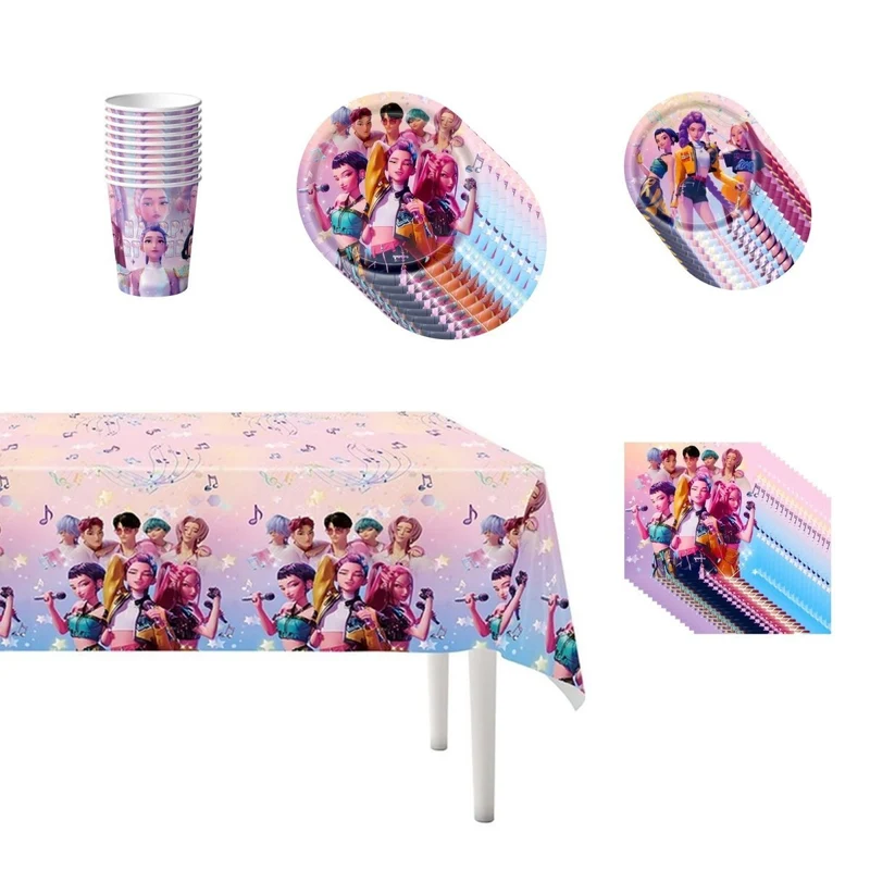 Kpop Basic Tableware Birthday Party Supplies Kit, 10 Guests