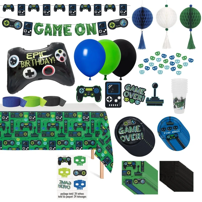 Gamer Standard Birthday Party Supplies Kit, 8 Guests