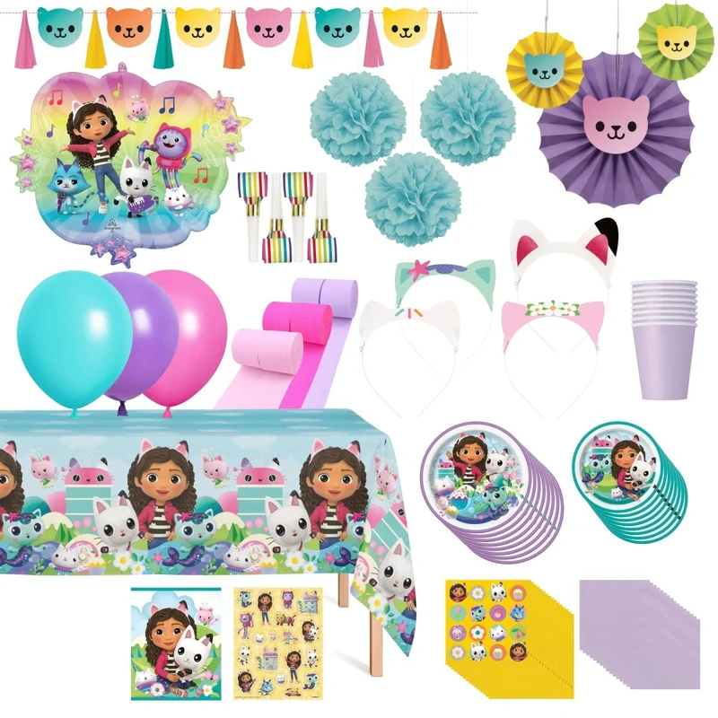 Gabby's Dollhouse Ultimate Birthday Party Supplies Kit, 8 Guests