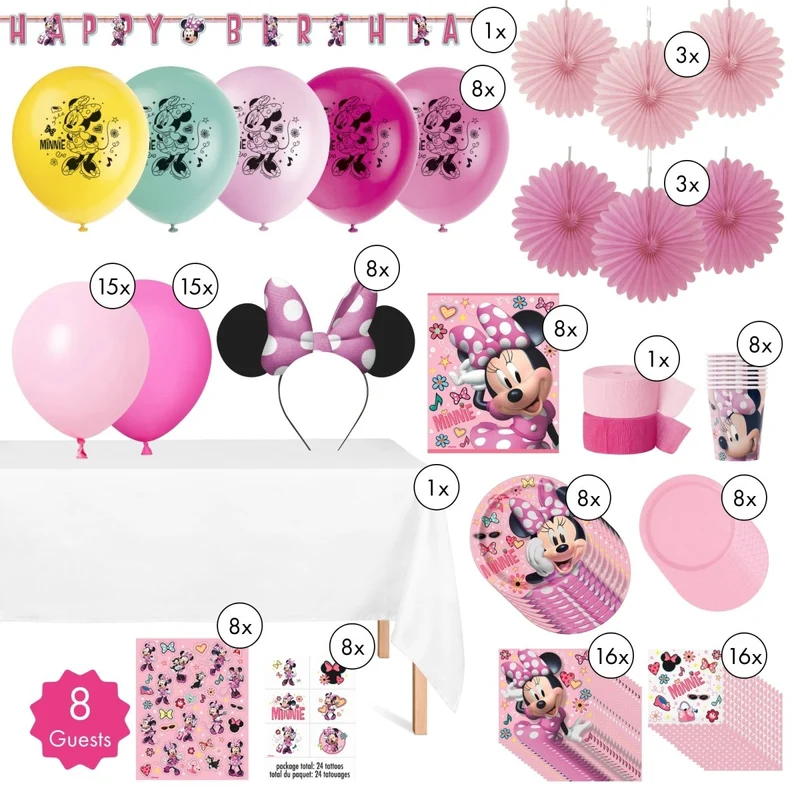 Minnie Mouse Ultimate Birthday Party Supplies Kit, 8 Guests
