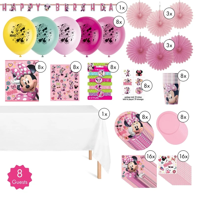 Minnie Mouse Standard Birthday Party Supplies Kit, 8 Guests