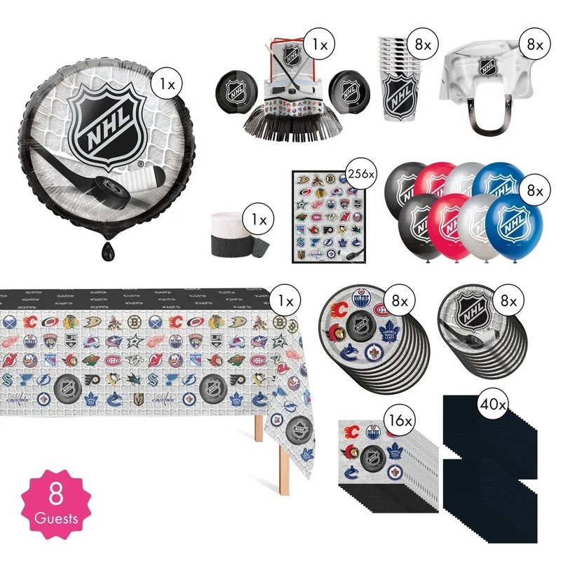 Hockey NHL Standard Birthday Party Supplies Kit, 8 Guests