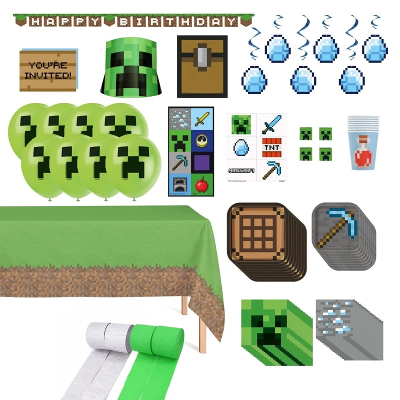 Minecraft Ultimate Birthday Party Supplies Kit, 8 Guests
