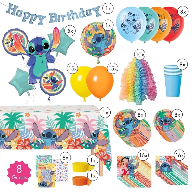 Stitch Ultimate Birthday Party Supplies Kit, 8 Guests