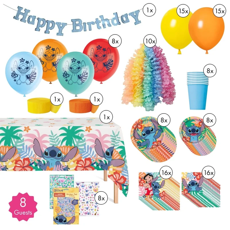 Stitch Standard Birthday Party Supplies Kit, 8 Guests