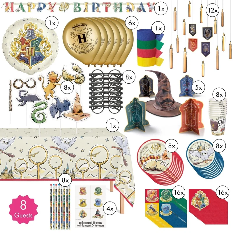 Harry Potter Ultimate Birthday Party Supplies Kit, 8 Guests
