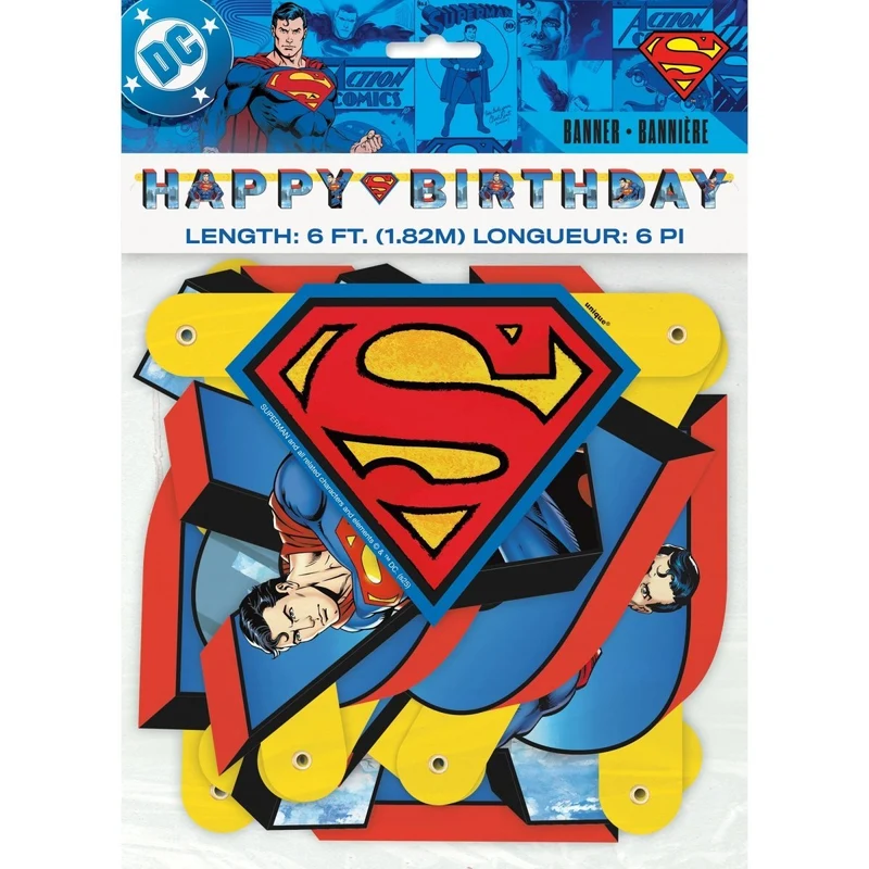 Superman 'Happy Birthday' Jointed Banner, DC Comics, 1 Count