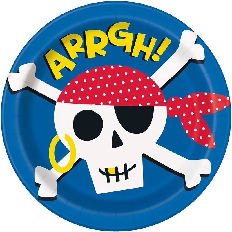 Ahoy Pirate Basic Tableware Birthday Party Supplies Kit, 8 Guests