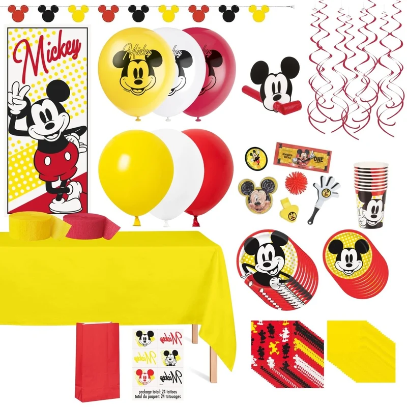 Disney Mickey Mouse Ultimate Birthday Party Supplies Kit, 8 Guests