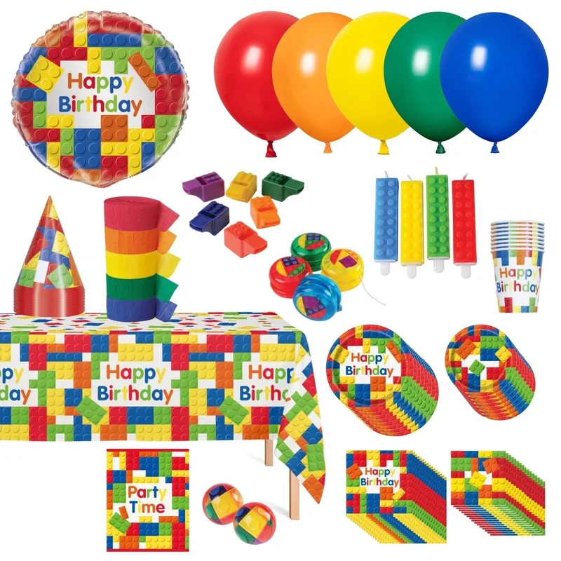 Block Party Ultimate Birthday Party Supplies Kit, 8 Guests