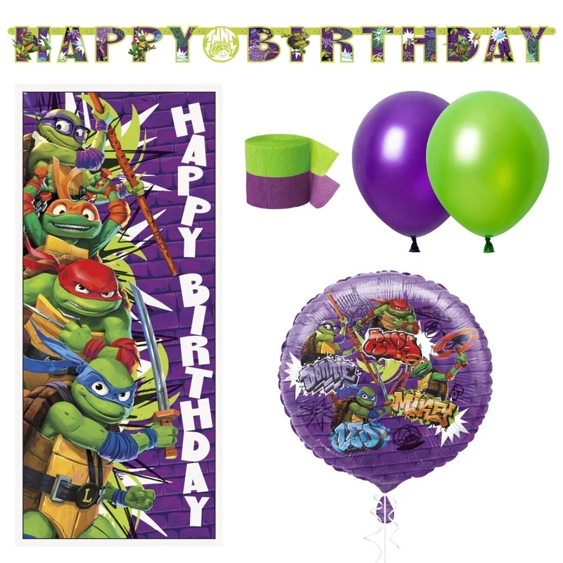 Ninja Turtles Basic Decoration Party Supplies Kit, 8 Guests