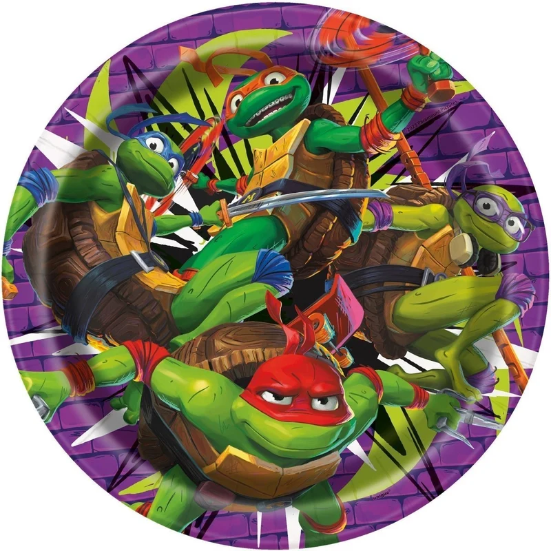 Ninja Turtles Basic Tableware Birthday Party Supplies Kit, 8 Guests