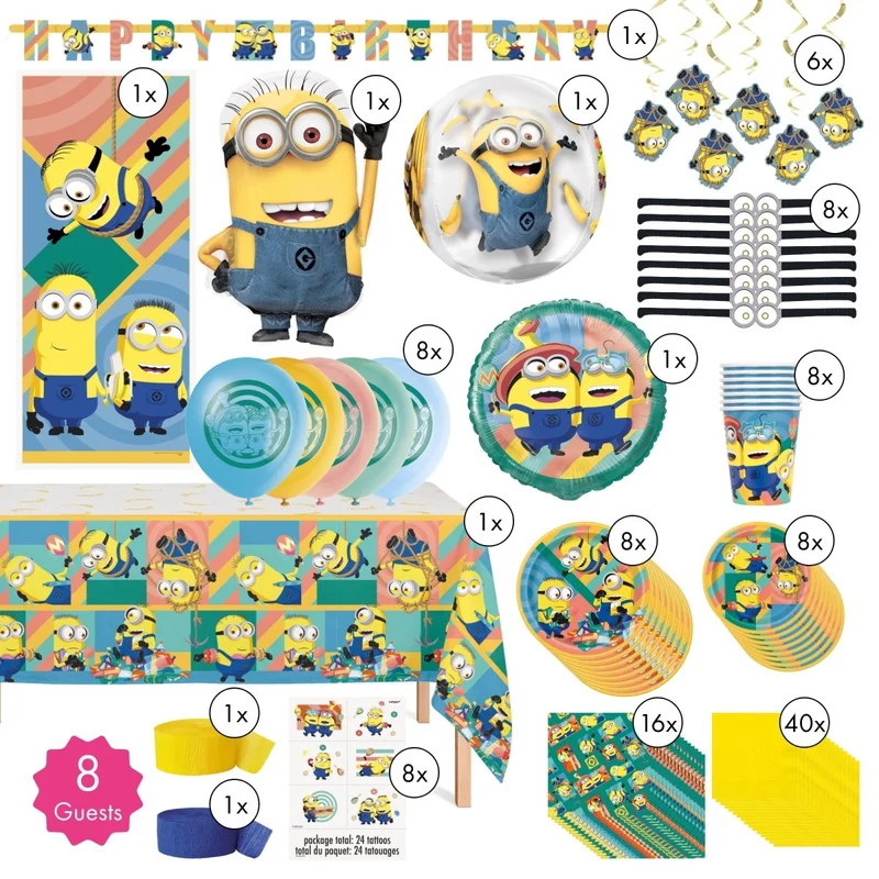 Minions Ultimate Birthday Party Supplies Kit, 8 Guests