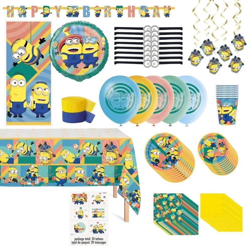 Minions Standard Birthday Party Supplies Kit, 8 Guests