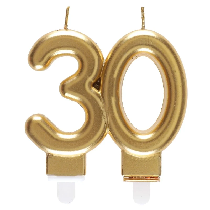 Gold Number 30 Birthday Candle, 1 Count