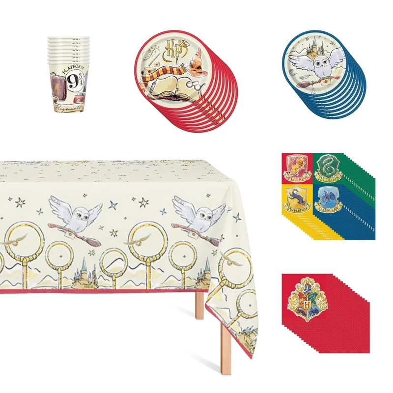 Harry Potter Basic Tableware Birthday Party Supplies Kit, 8 Guests