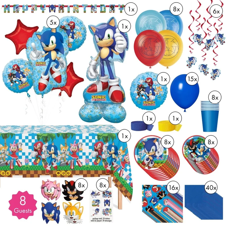 Sonic Ultimate Birthday Party Supplies Kit, Guests 8