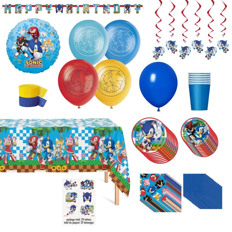 Sonic Standard Birthday Party Supplies Kit, 8 Guests