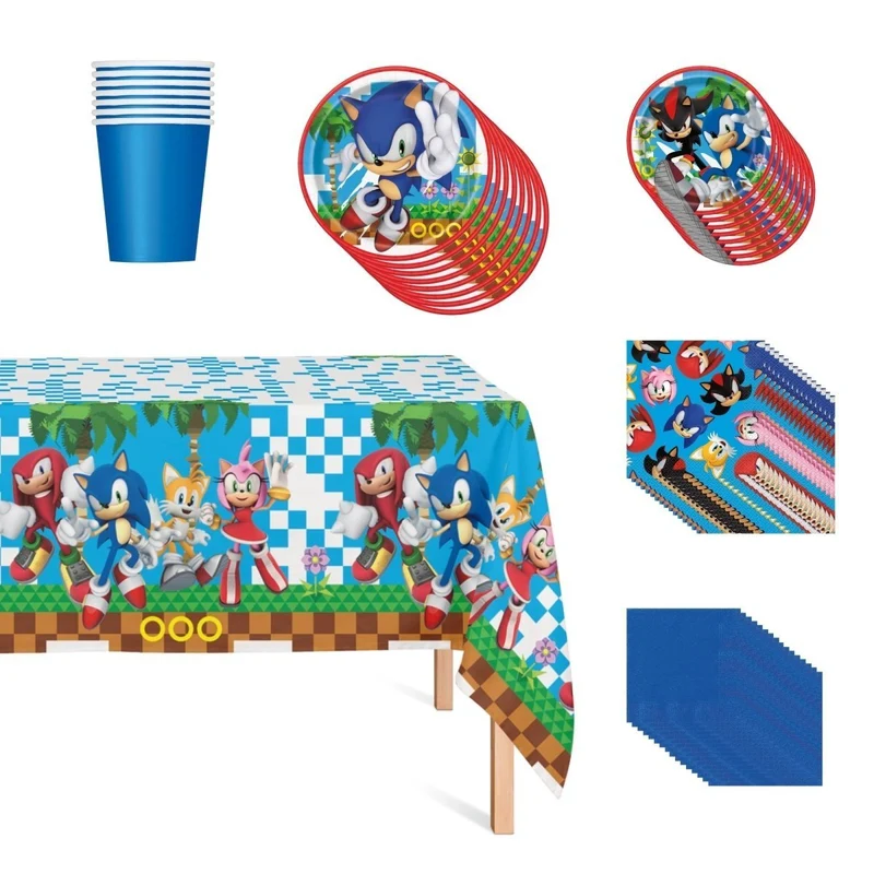 Sonic Basic Tableware Birthday Party Supplies Kit, 8 Guests