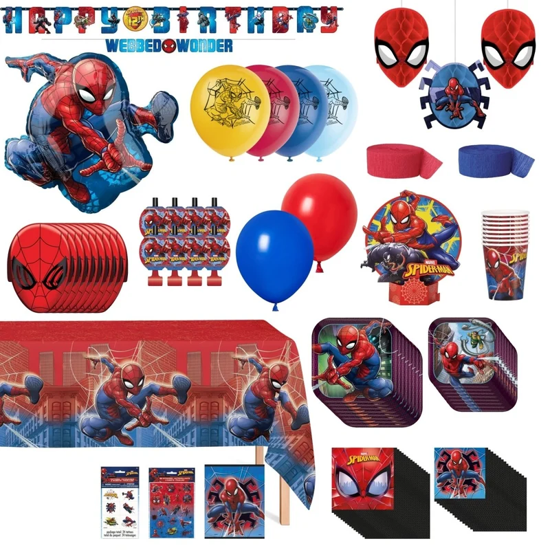 Marvel Spider-Man Ultimate Birthday Party Supplies Kit, 8 Guests