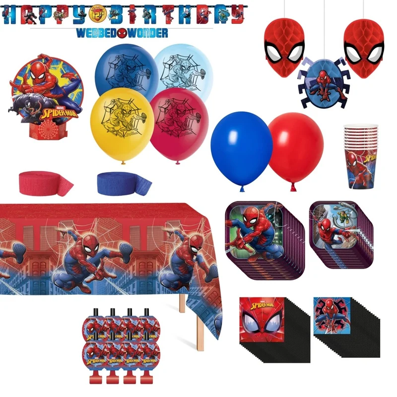 Marvel Spider-Man Standard Birthday Party Supplies Kit, 8 Guests