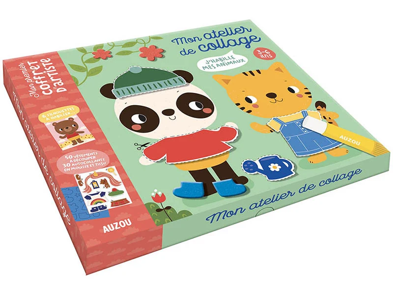 Coffret créatif - mon atelier de collage - j'habille mes animaux - Auzou