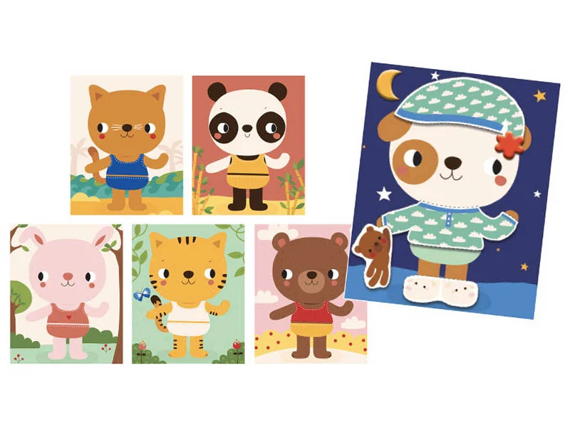 Coffret créatif - mon atelier de collage - j'habille mes animaux - Auzou