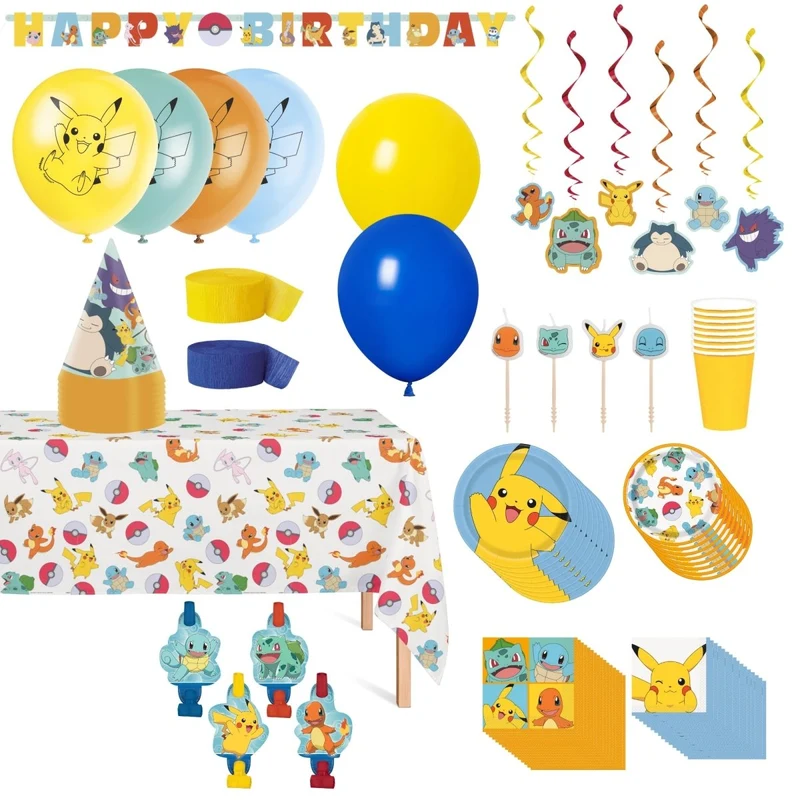 Pokémon Standard Birthday Party Supplies Kit, 8 Guests
