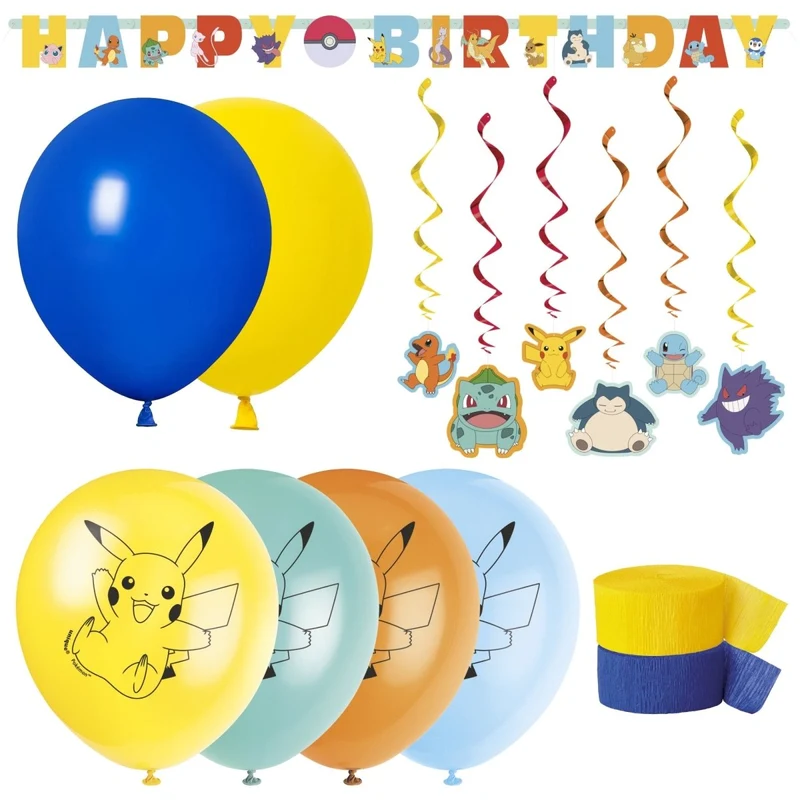 Pokémon Basic Decoration Party Supplies Kit, 8 Guests