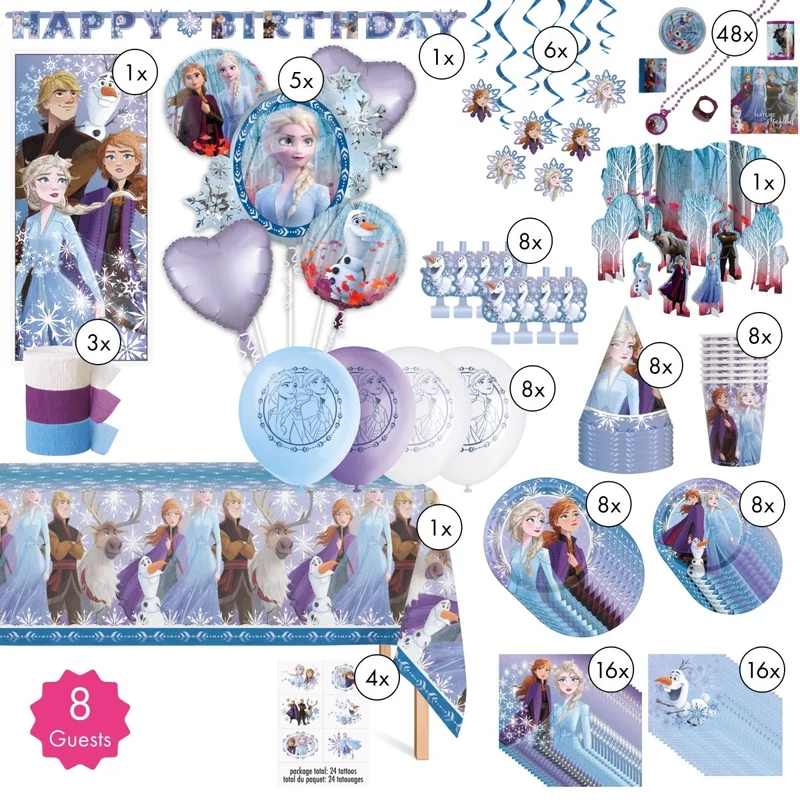 Disney Frozen Ultimate Birthday Party Supplies Kit, 8 Guests