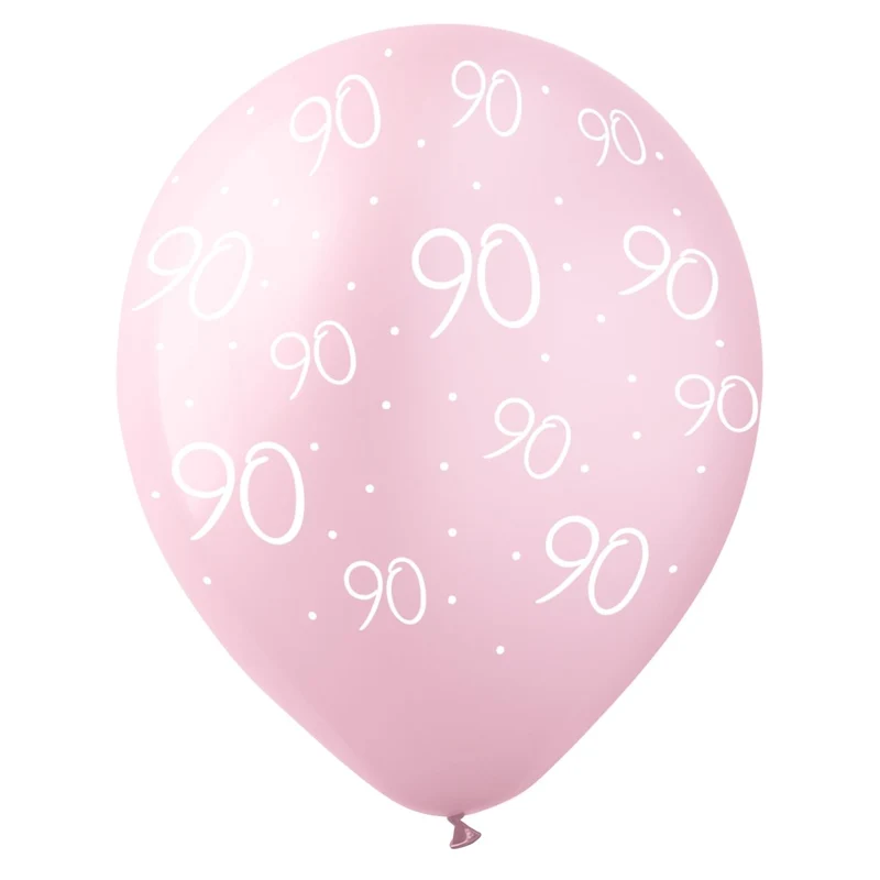 Rosé Celebration 90th Birthday Pearl Pink Latex Balloons, 12 Inches, 12 Count