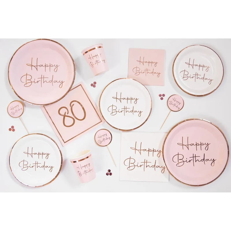 Rosé Celebration 80th Birthday Large Lunch Napkins, 16 Count