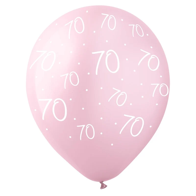 Rosé Celebration 70th Birthday Pearl Pink Latex Balloons, 12 Inches, 12 Count
